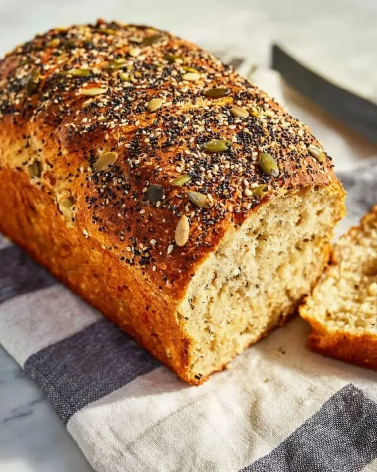 Homemade healthy no-knead multi-seed bread with assorted seeds