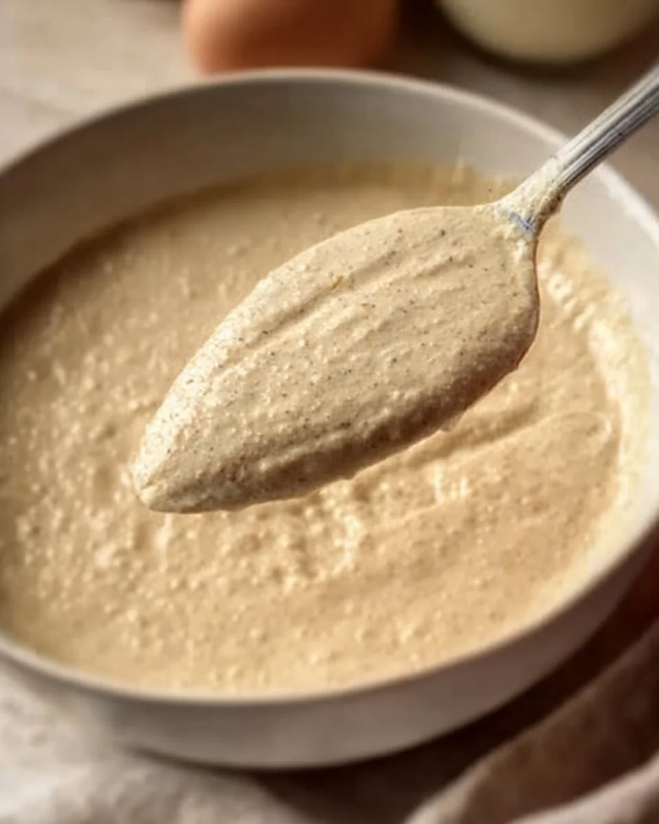 Bowl of homemade Caesar dressing made with fresh ingredients and spices.