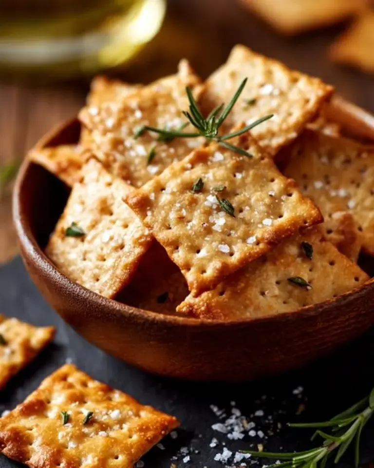 Plate of homemade cheddar crackers with a bowl of dip on the side