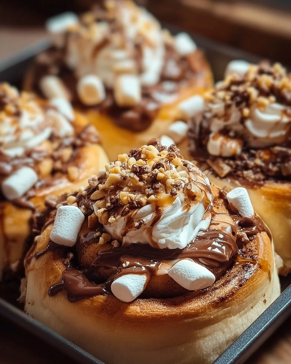 Warm Hot Cocoa Cinnamon Rolls with rich chocolate and cinnamon swirl