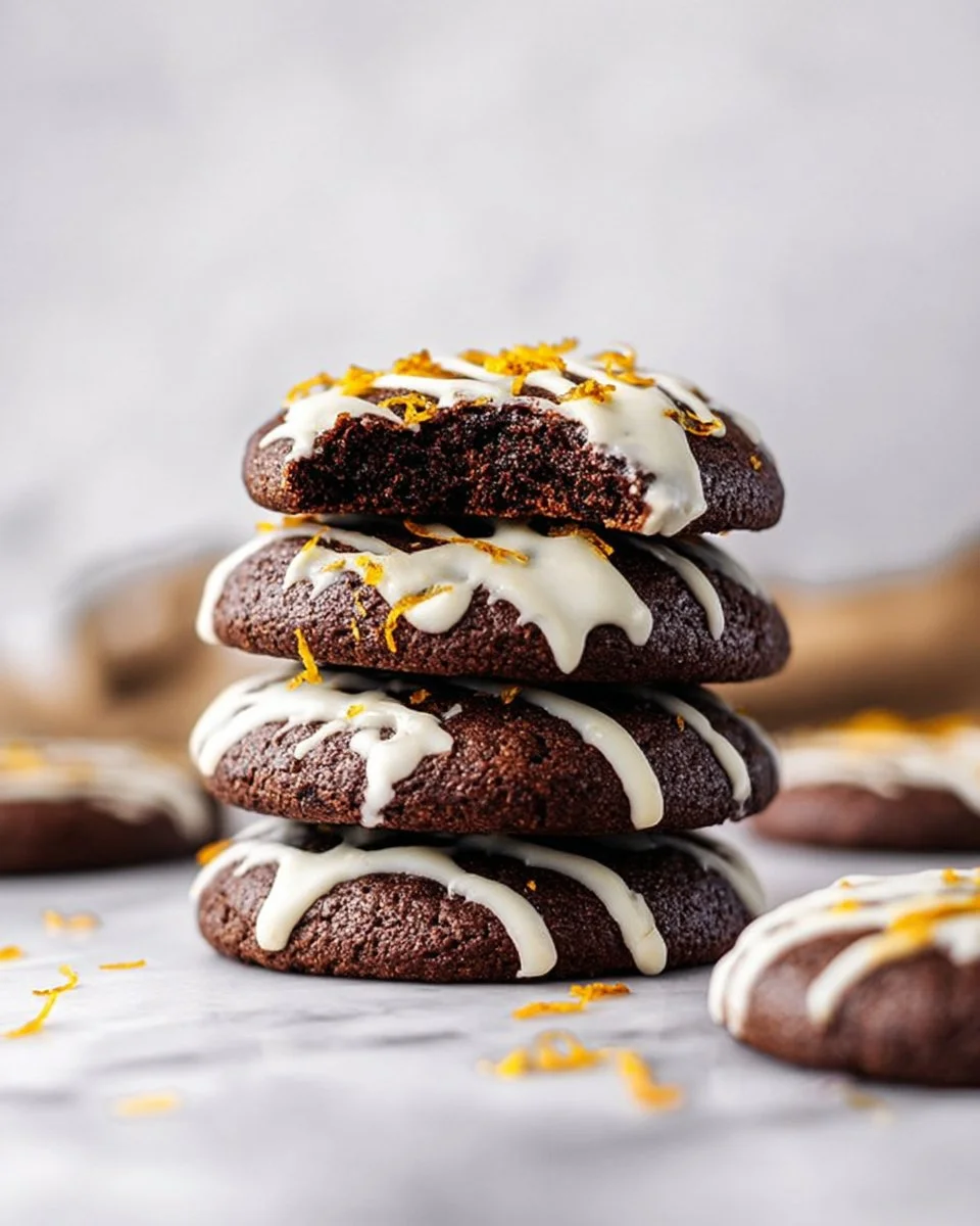Italian chocolate orange cookies on a plate, showcasing their delicious texture