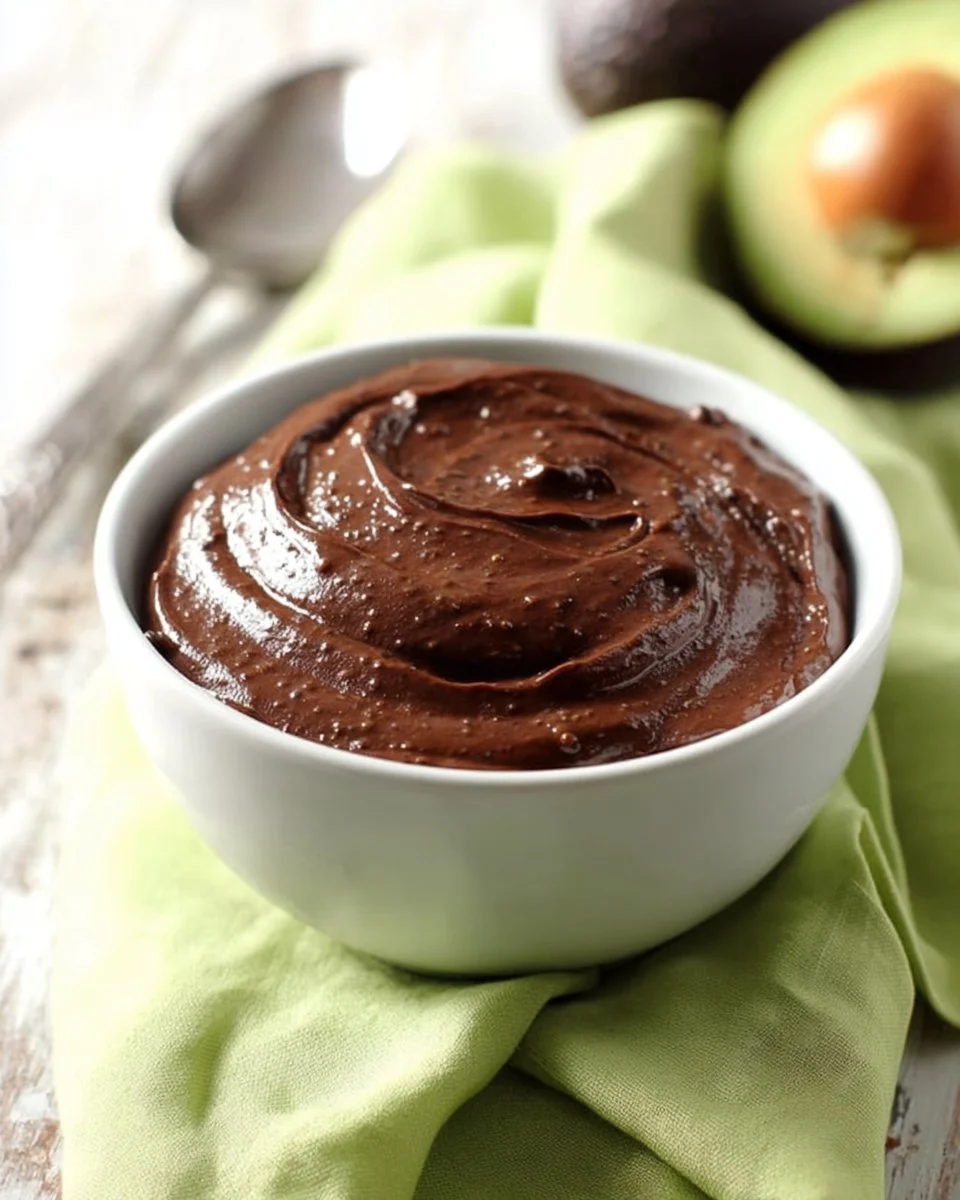 Delicious Keto chocolate chia avocado pudding topped with chia seeds