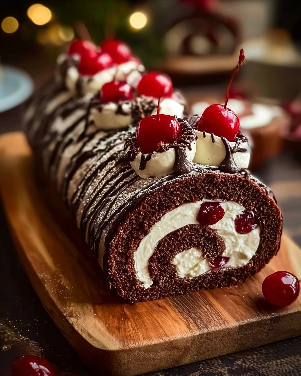 Elegant Black Forest Cake Roll