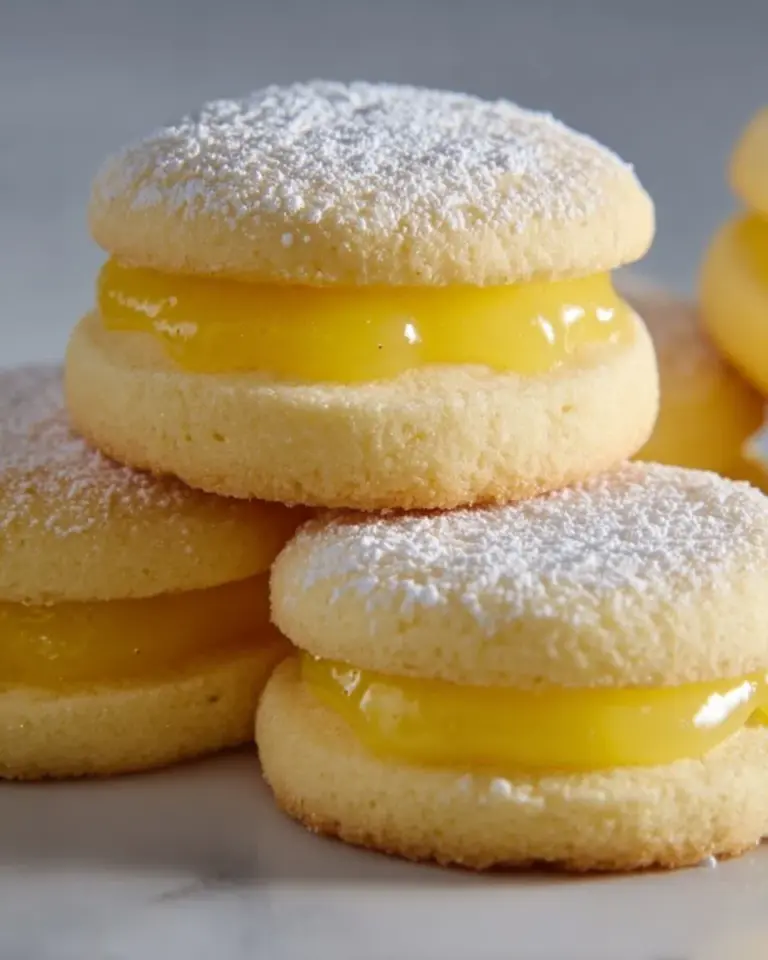 Delicious lemon curd cookies arranged on a plate with a lemon garnish.