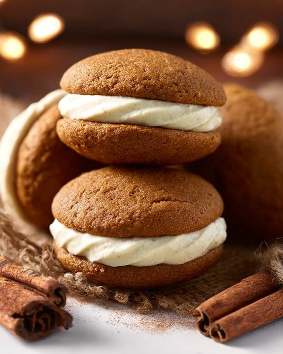 Gingerbread Whoopie Pies with Eggnog Filling