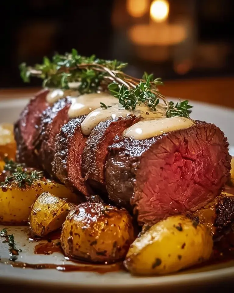 Million Dollar Roast Beef Tenderloin cooked to perfection with herbs and spices