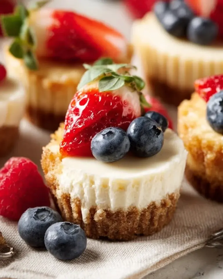 Delicious mini cheesecakes on a dessert platter