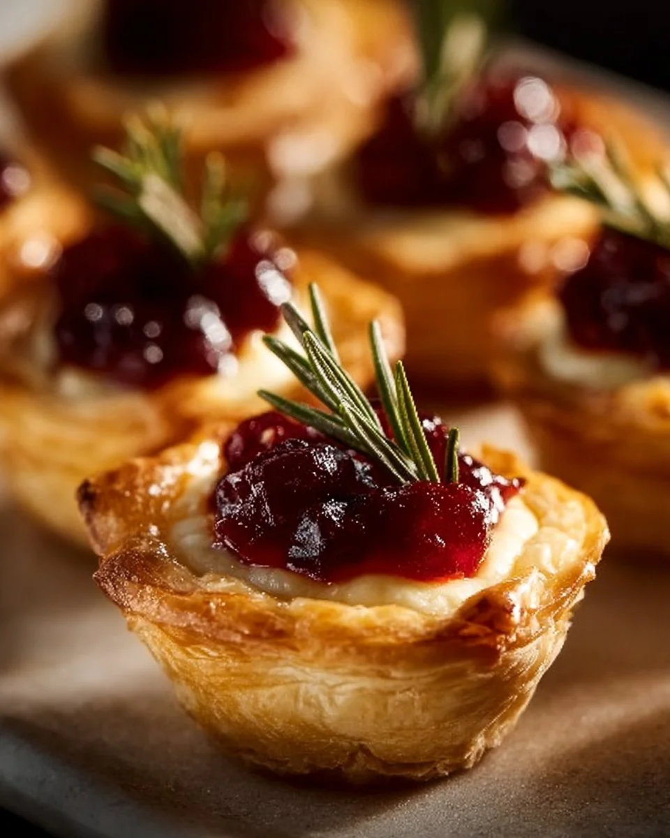 Delicious mini cranberry brie bites served on a platter