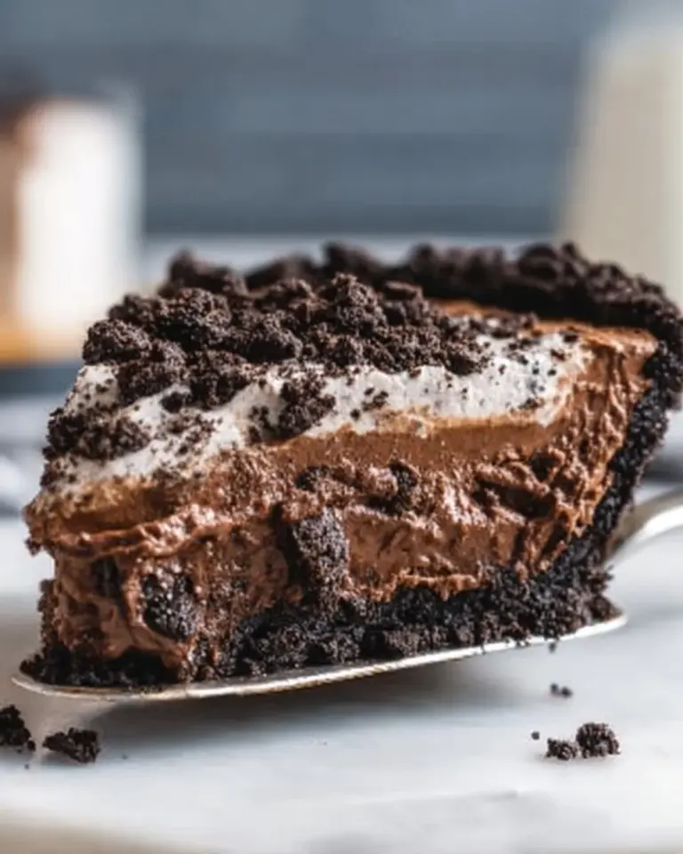 Delicious Mississippi Mud Pie with layers of chocolate and whipped cream