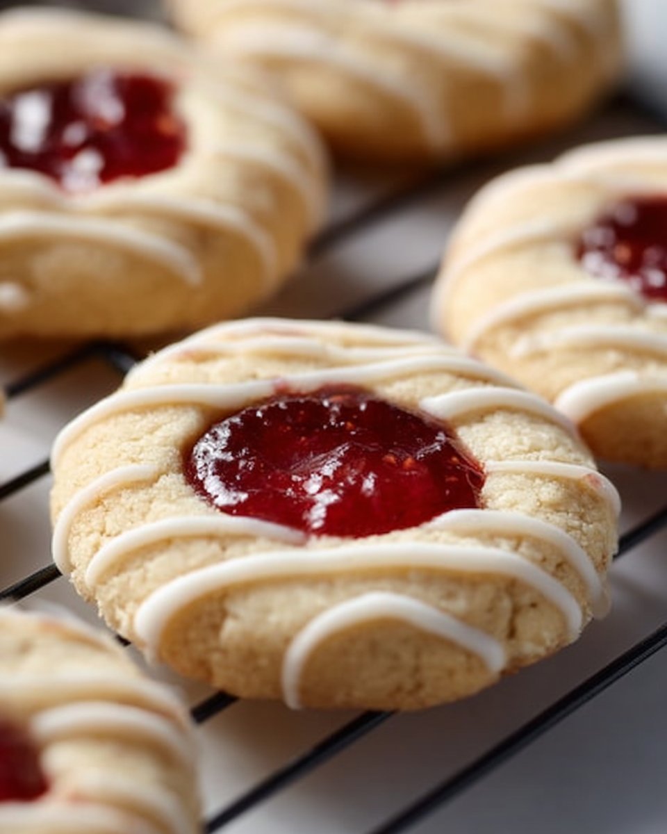 Raspberry and Almond Shortbread Thumbprint Cookies