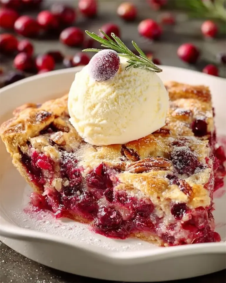 Nantucket Holiday Cranberry Pie with tart cranberries and flaky crust