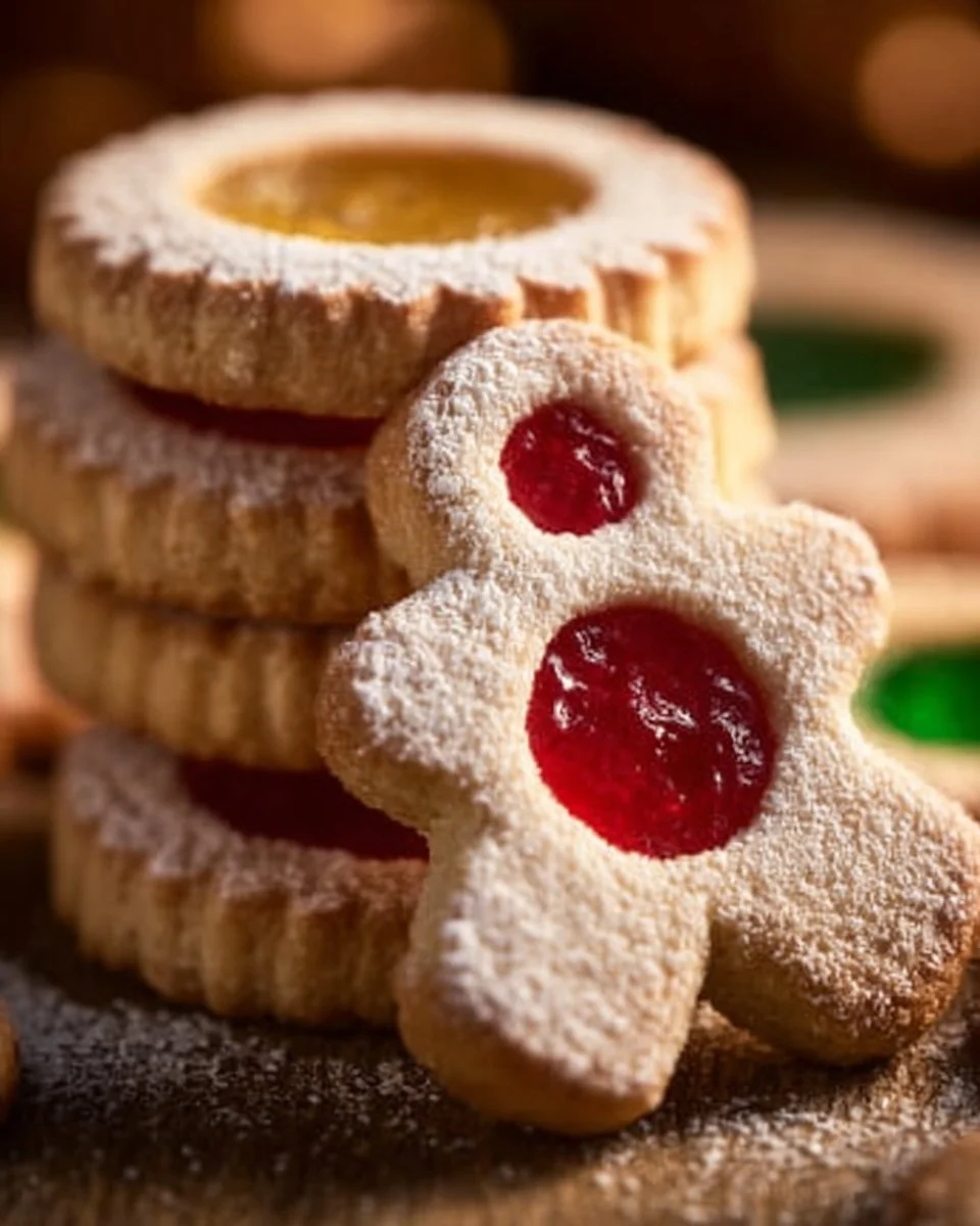 No-Chill Linzer Cookies with raspberry filling and powdered sugar