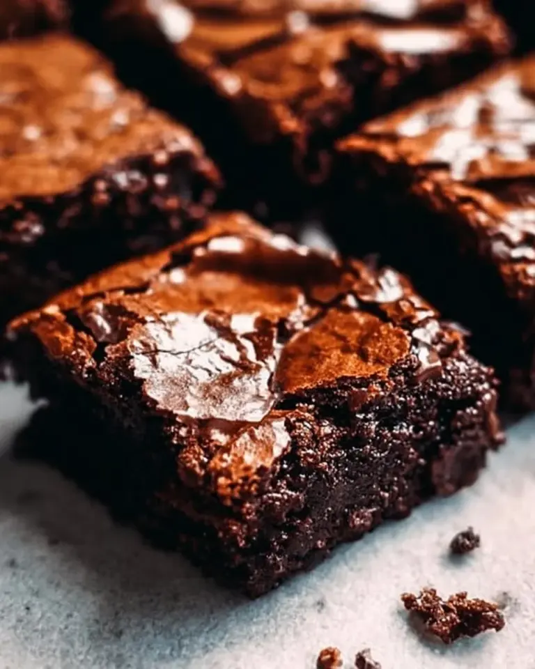 Delicious one bowl brownies ready to be served, rich and fudgy dessert treat.