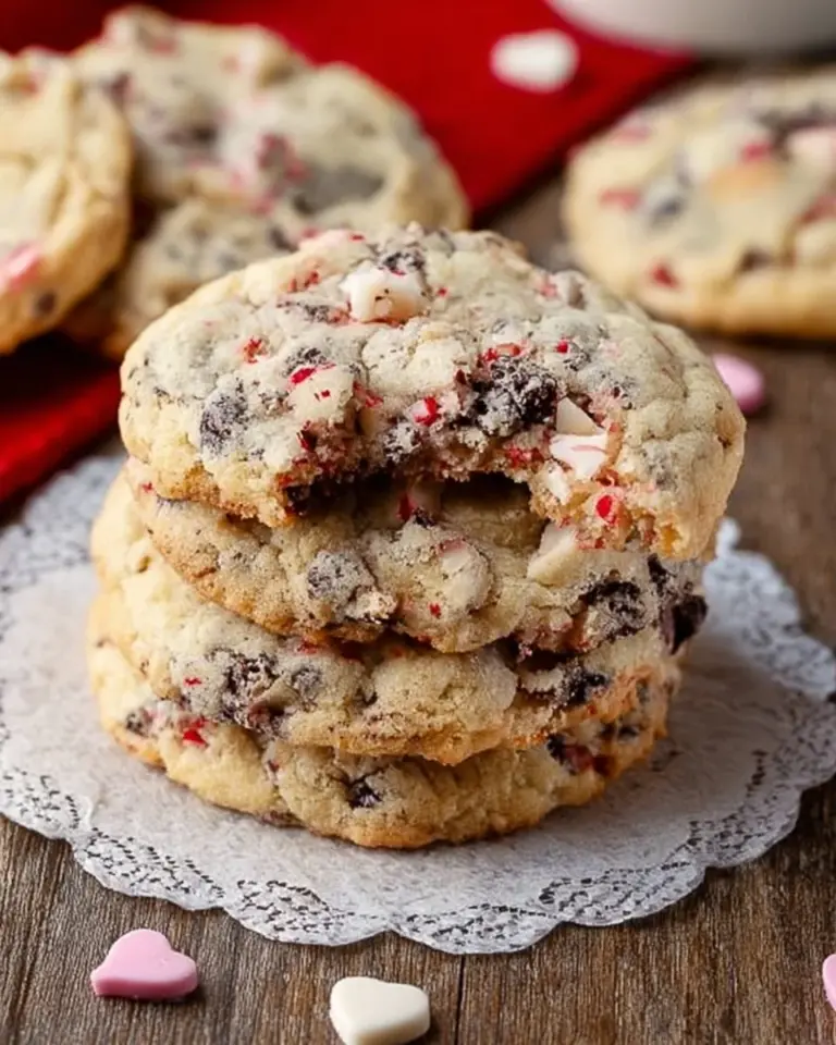 Oreo Peppermint Crunch Cookies on a festive plate for Christmas baking
