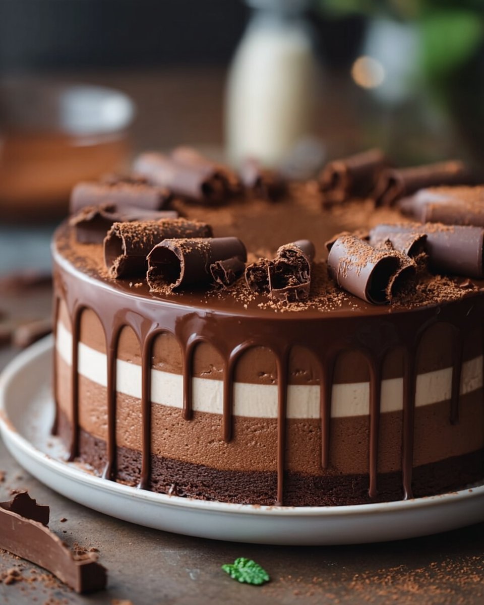 Triple Chocolate Mousse Cake