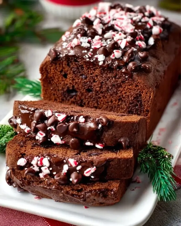 Freshly baked peppermint mocha bread topped with festive decorations