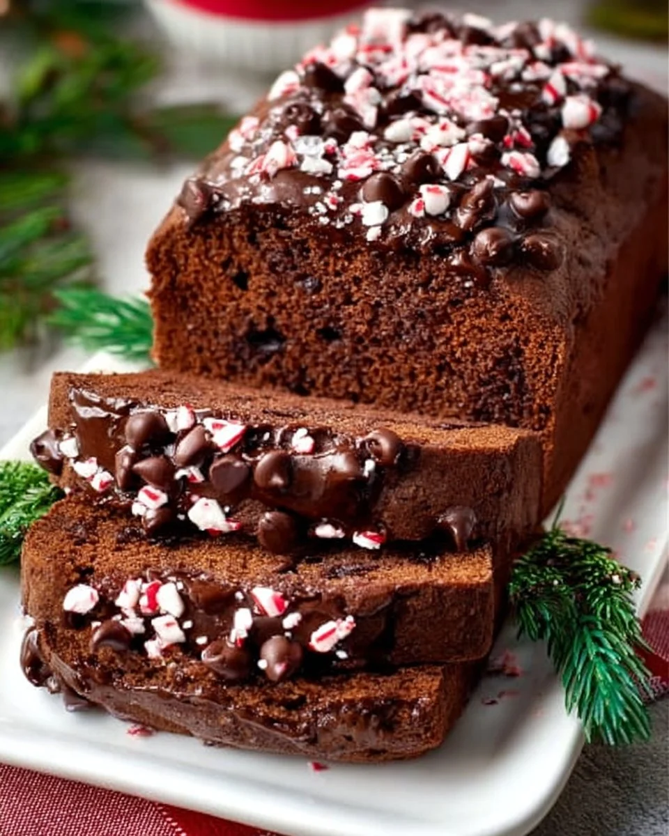 Freshly baked peppermint mocha bread topped with festive decorations