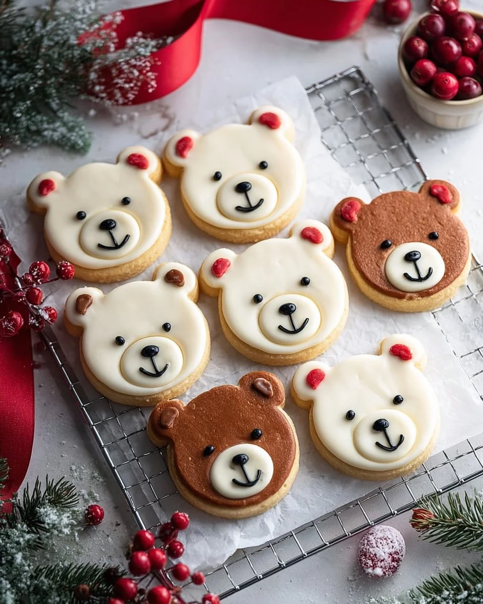 Cute Polar Bear Cookies decorated for winter celebrations