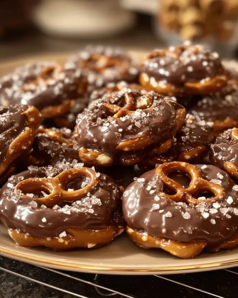 Delicious salted caramel pretzel turtles drizzled with chocolate.