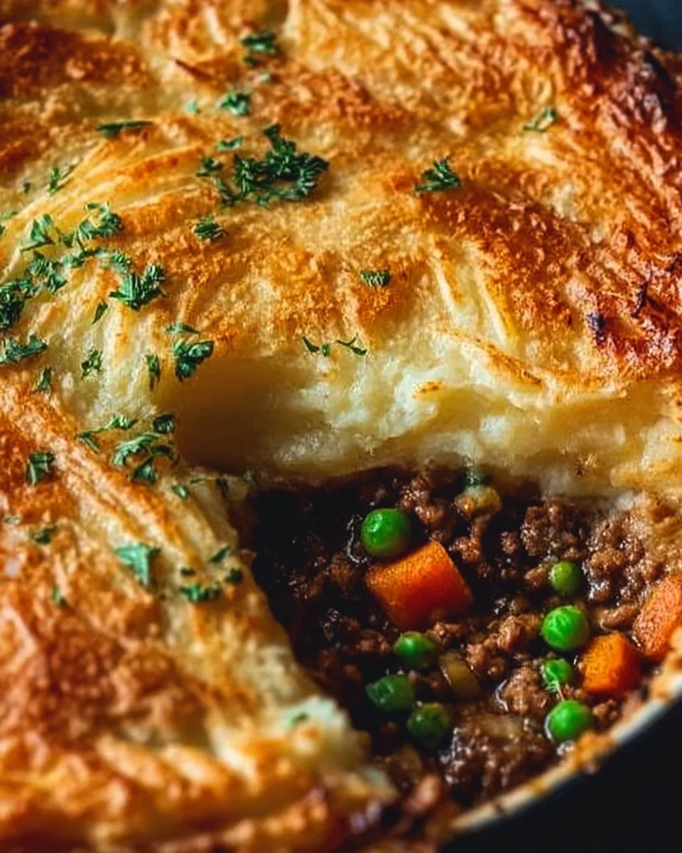 Homemade Scottish baked pie fresh out of the oven, golden and delicious