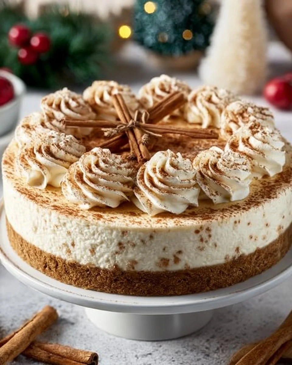 Delicious homemade snickerdoodle cheesecake with cinnamon and sugar topping