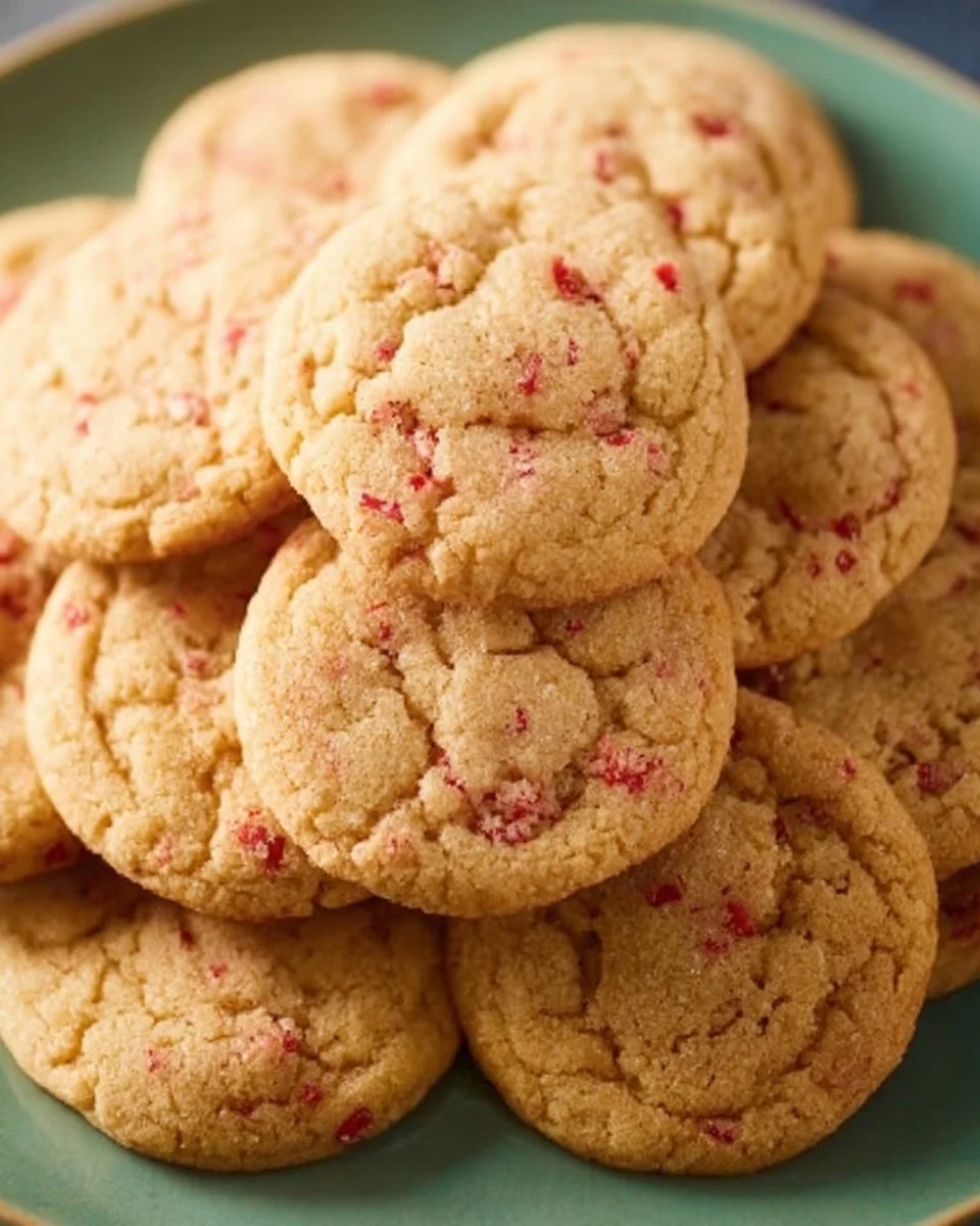 Soft and chewy peppermint sugar cookies on a plate, decorated for the holidays