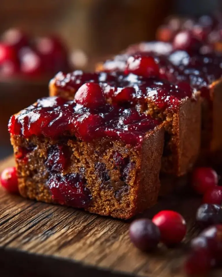 Sticky cranberry gingerbread with cranberries and spices