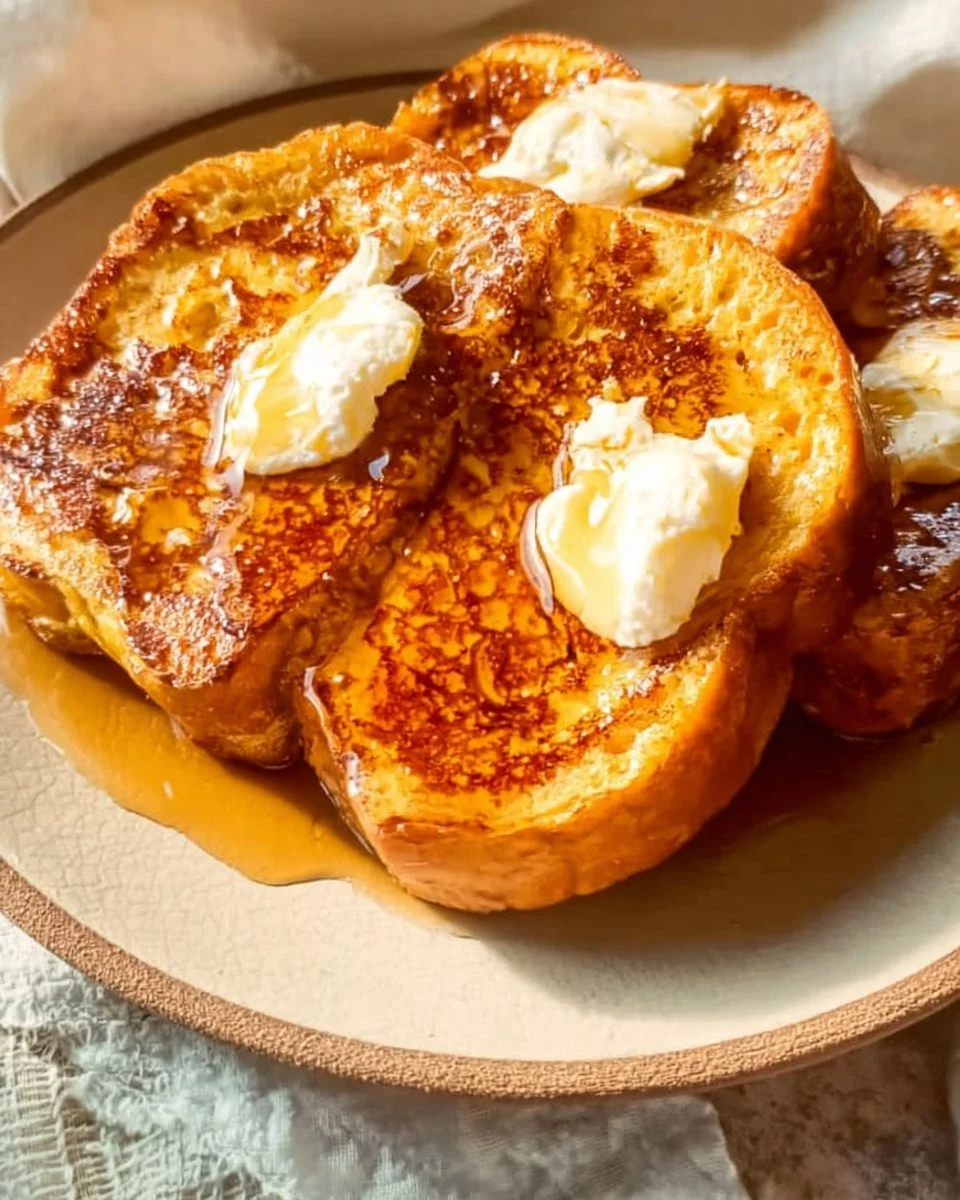 Delicious slice of French toast topped with syrup and fresh berries.