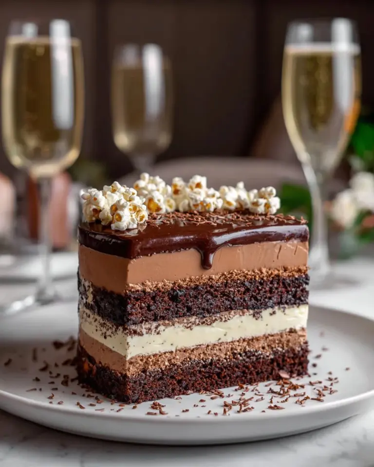 Decadent Tuxedo Cake with layers of chocolate and cream