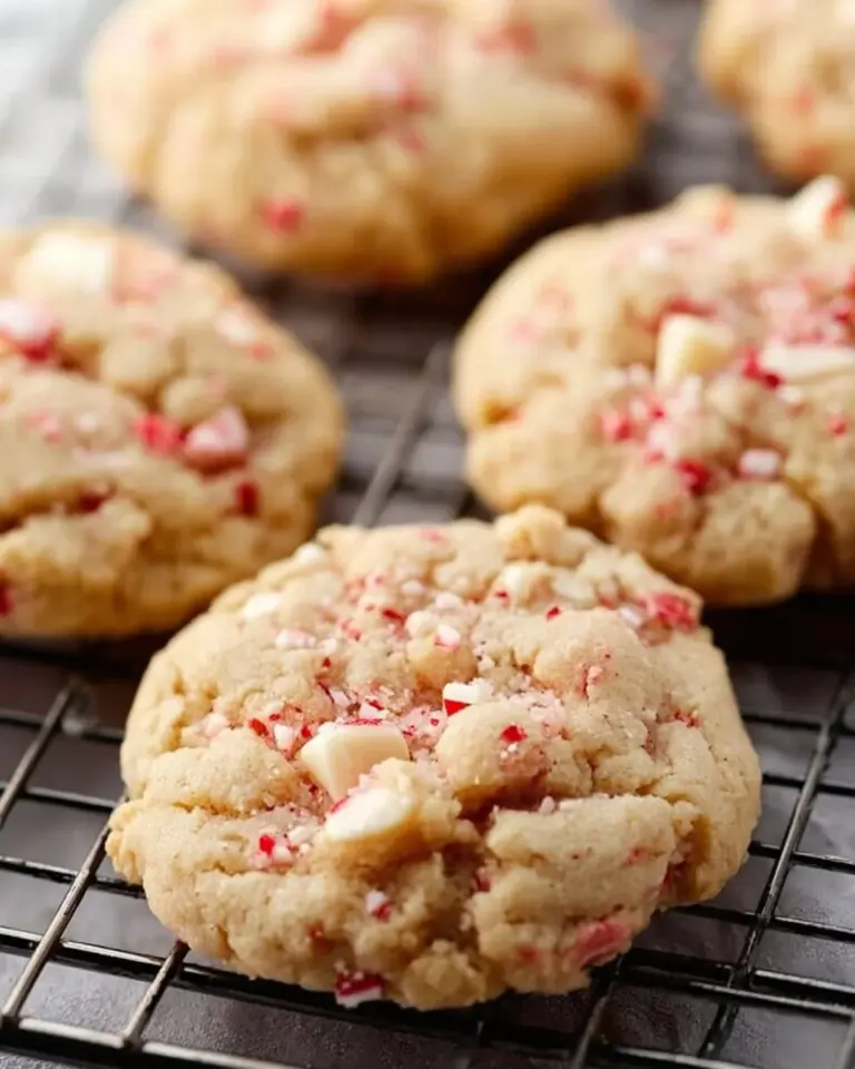 Delicious Vegan White Chocolate Peppermint Cookies on a festive plate