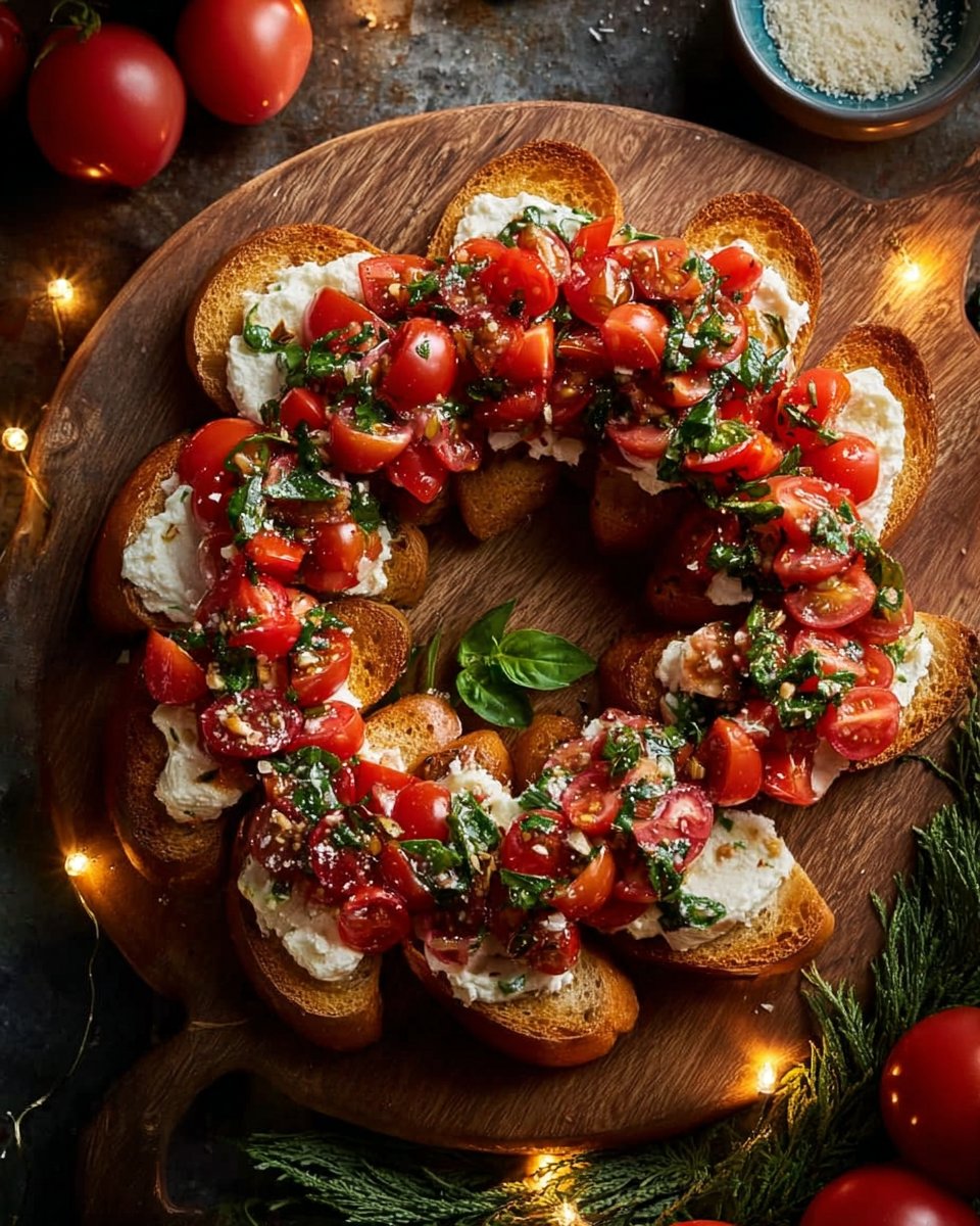 Simple Christmas Bruschetta Wreath