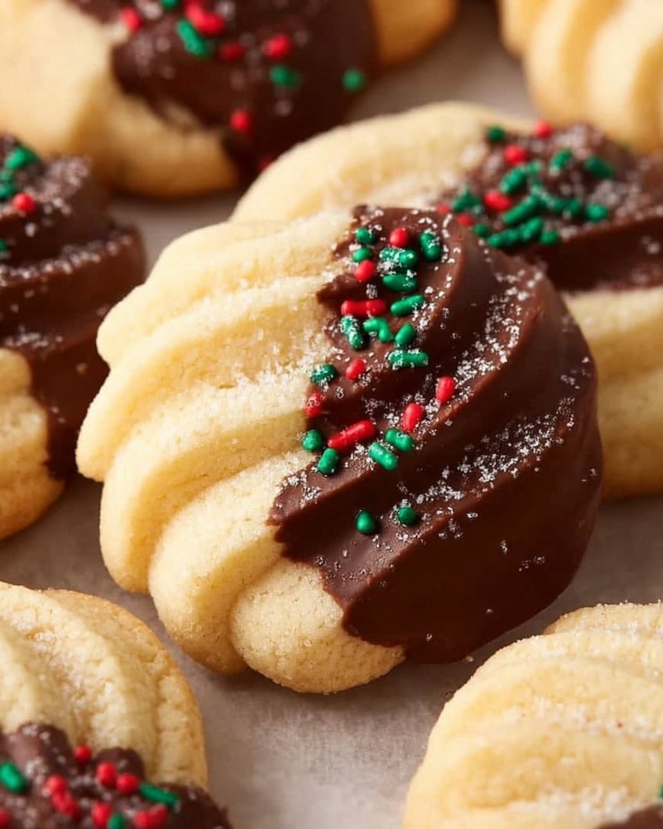Classic Chocolate Dipped Butter Cookies for Christmas