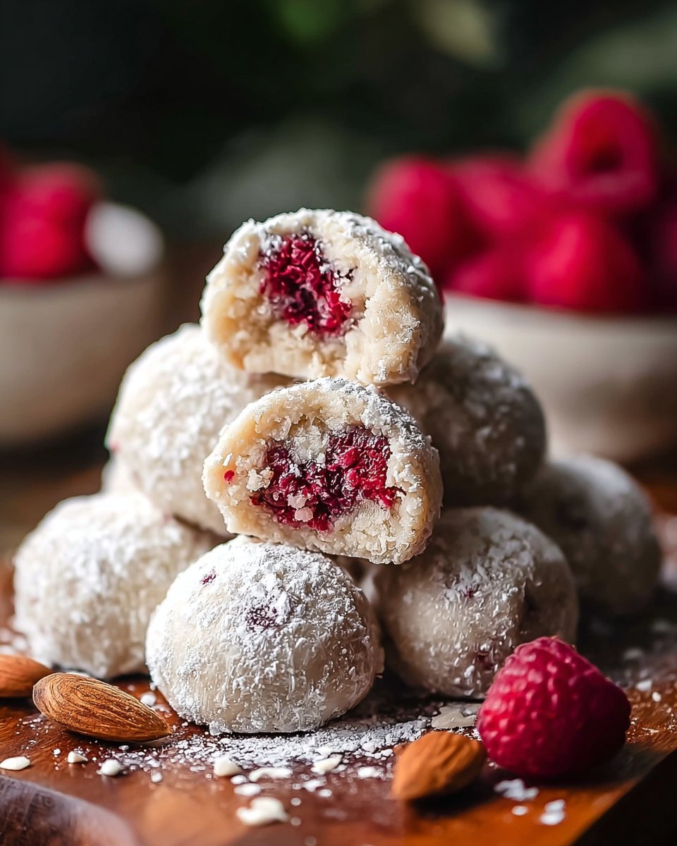 Raspberry Almond Snowball Cookies Delightful Easy Recipe