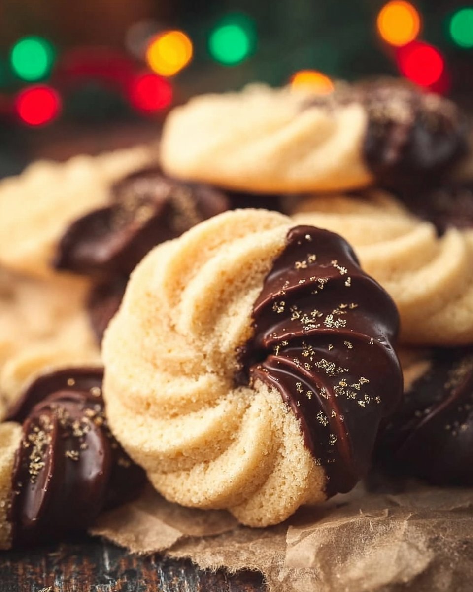 Classic Chocolate Dipped Butter Cookies for Christmas