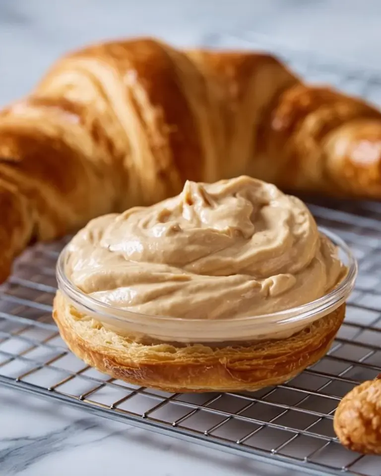 Delicious almond croissant filled with creamy almond paste and topped with sliced almonds
