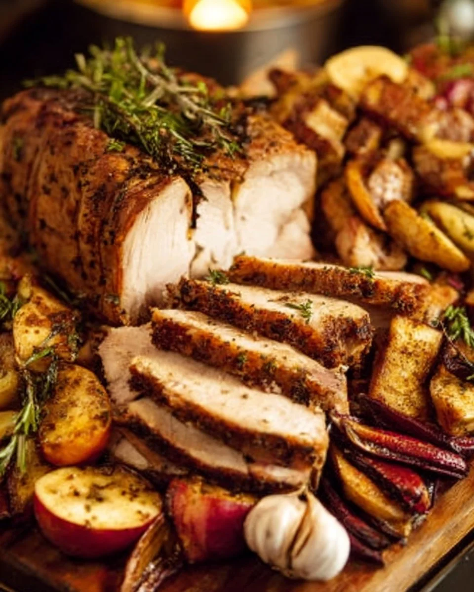 Juicy apple cider brined pork loin cooked to perfection