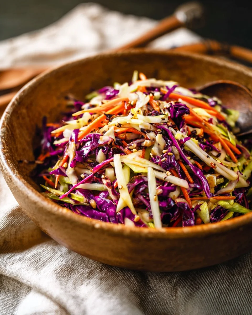 Asian Slaw Salad with Miso Ginger Dressing
