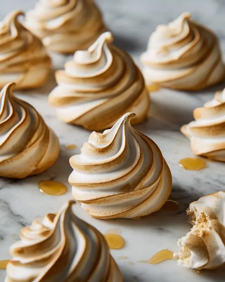 Brown sugar maple meringue cookies on a white plate