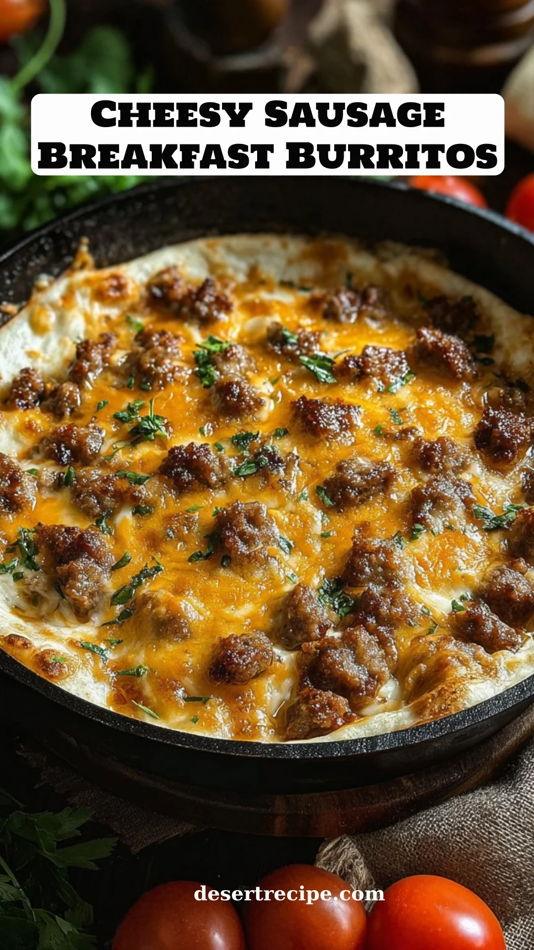 Cheesy Sausage Breakfast Burritos