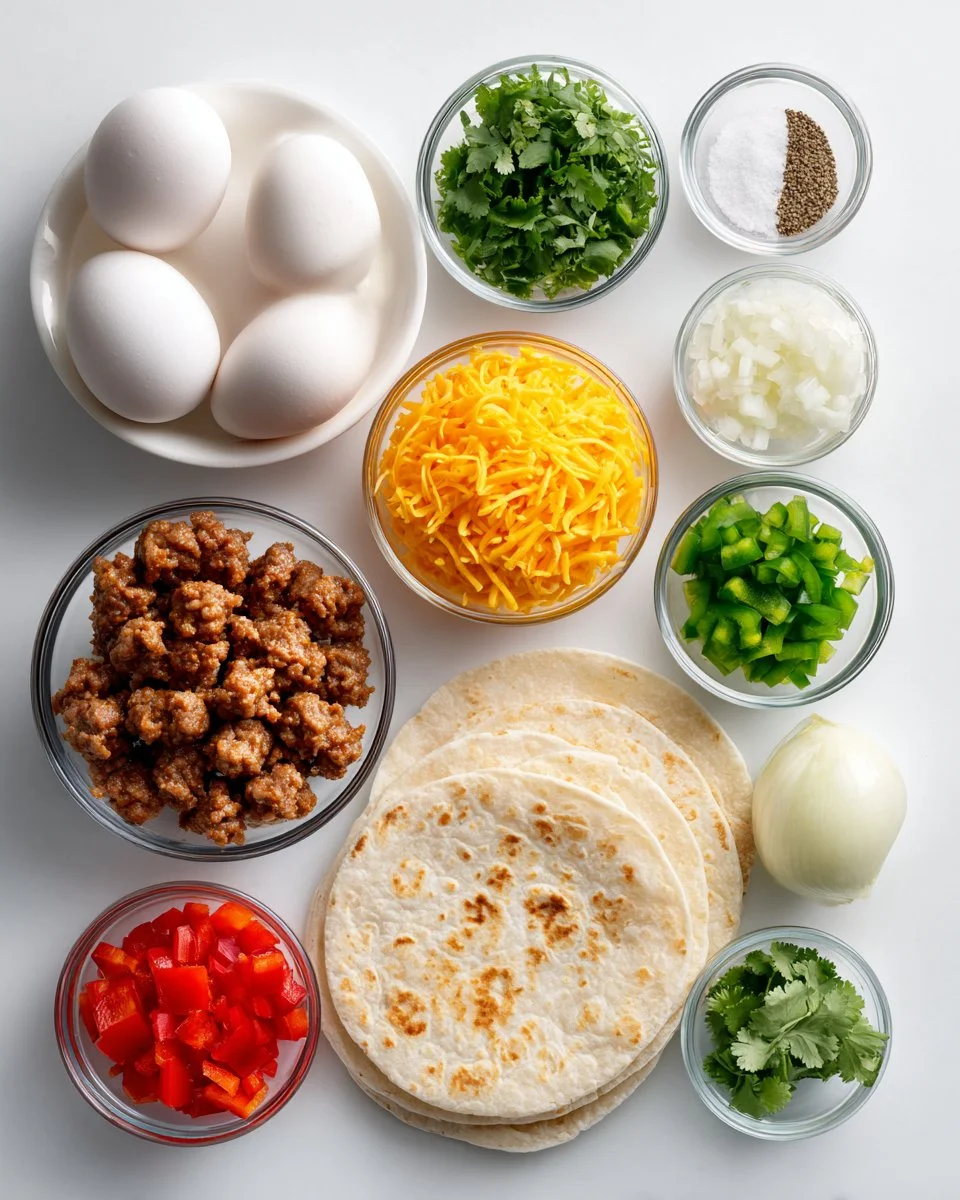 Cheesy Sausage Breakfast Burritos