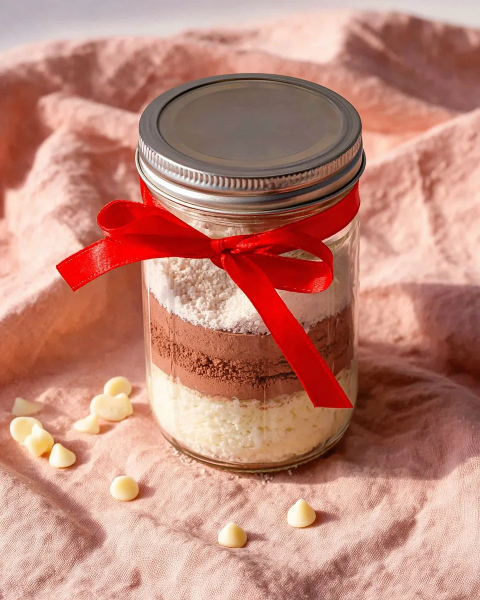 Chewy red velvet cookies in a jar ready for gifting or enjoying as a treat