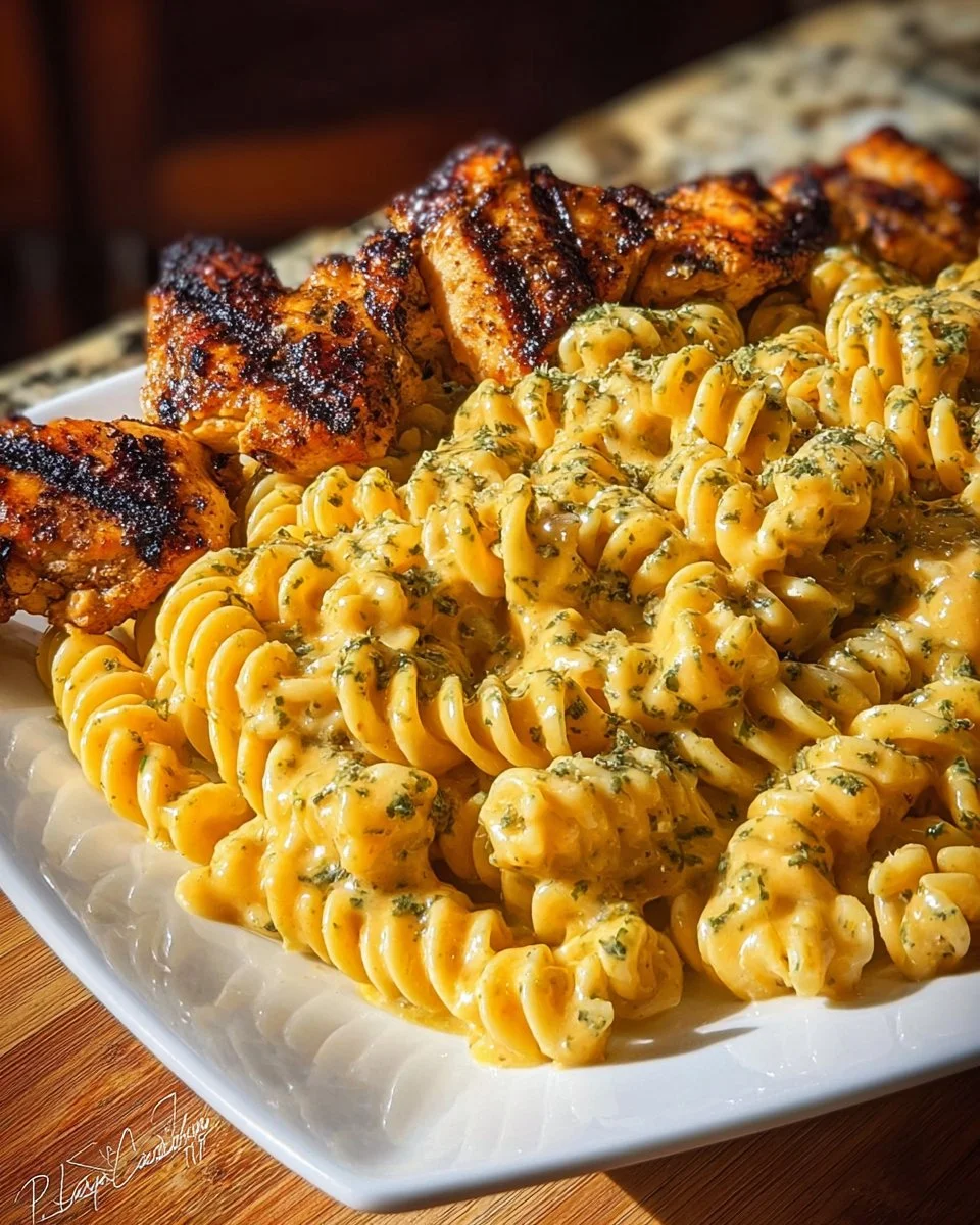 Chicken Rotini in Mozzarella Velveeta Sauce