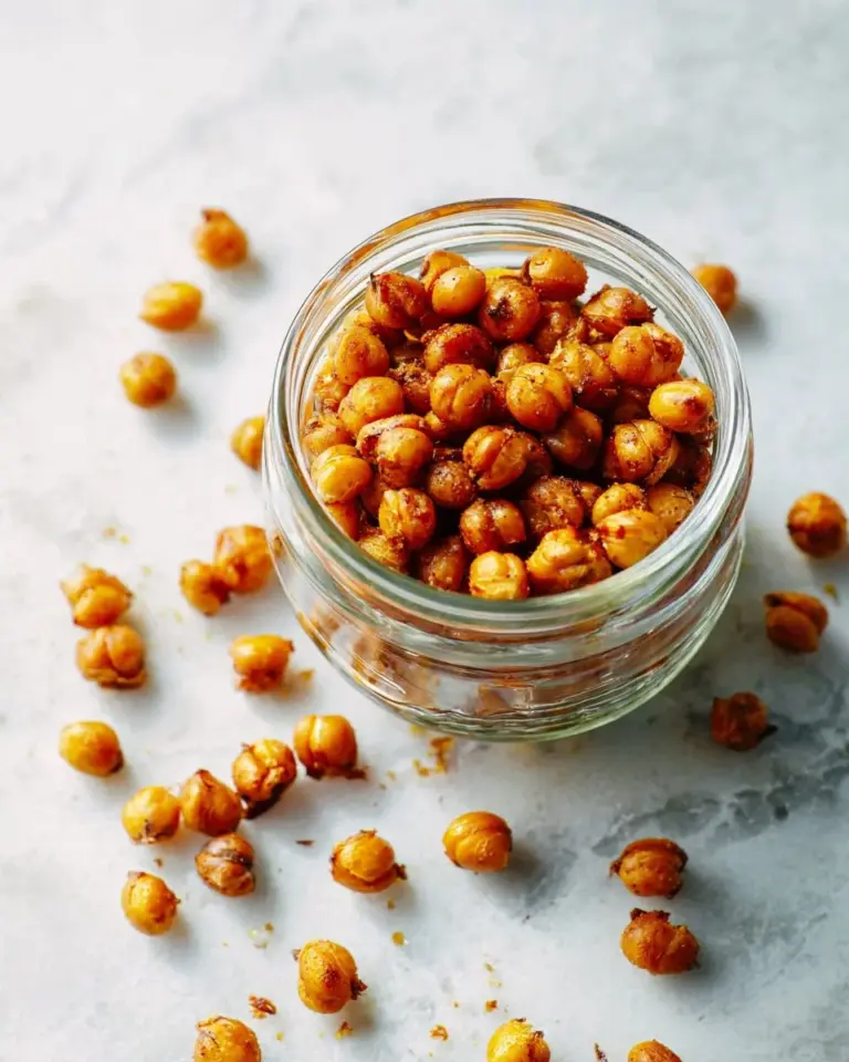 Bowl of crispy chipotle roasted chickpeas, a healthy snack option