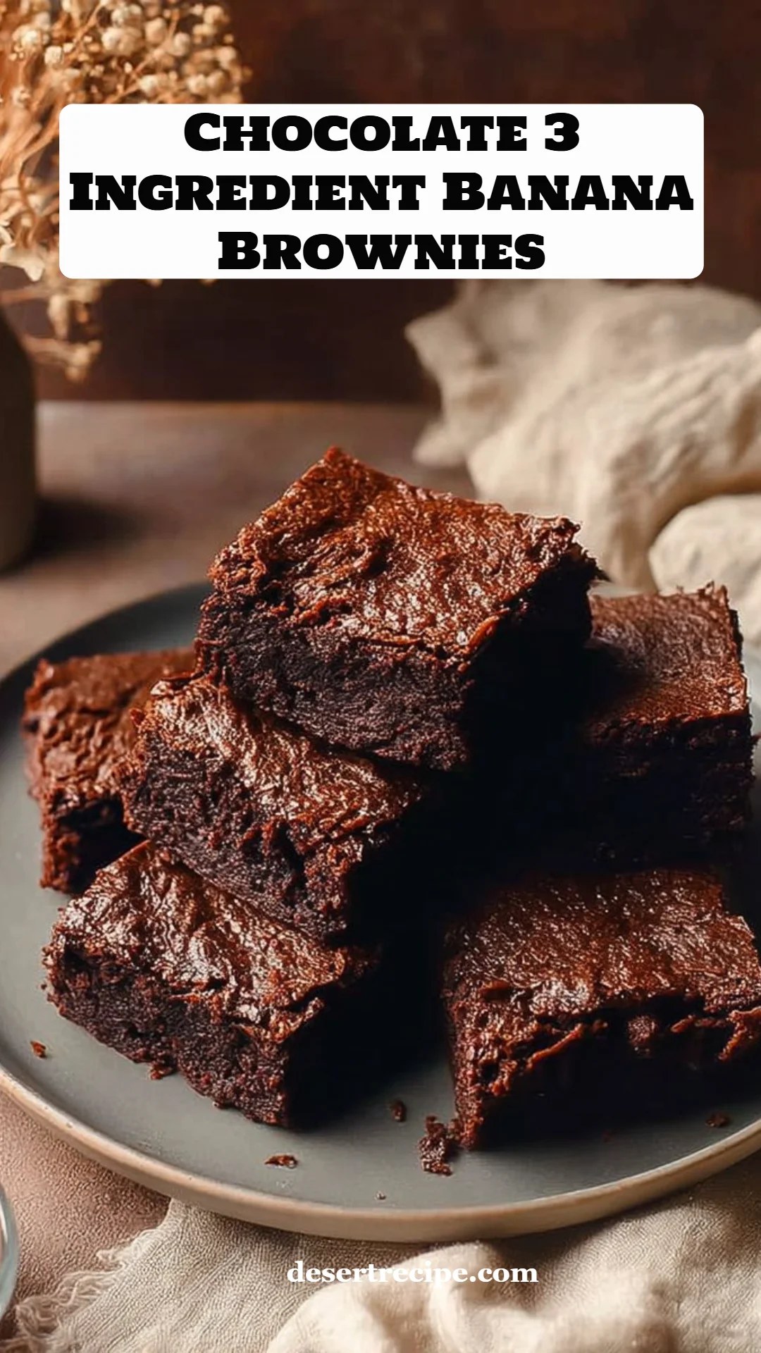 Chocolate 3 Ingredient Banana Brownies