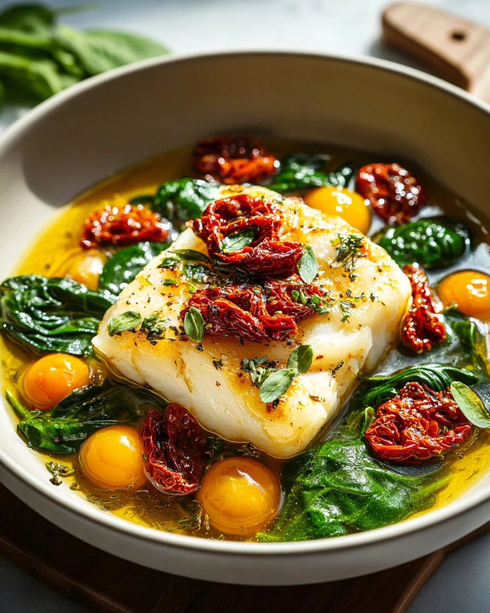Creamy Keto Tuscan Cod with Spinach and Sun-Dried Tomatoes