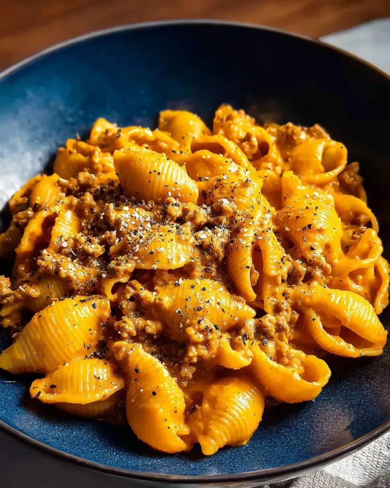 Creamy turkey macaroni dish with pasta and sauce