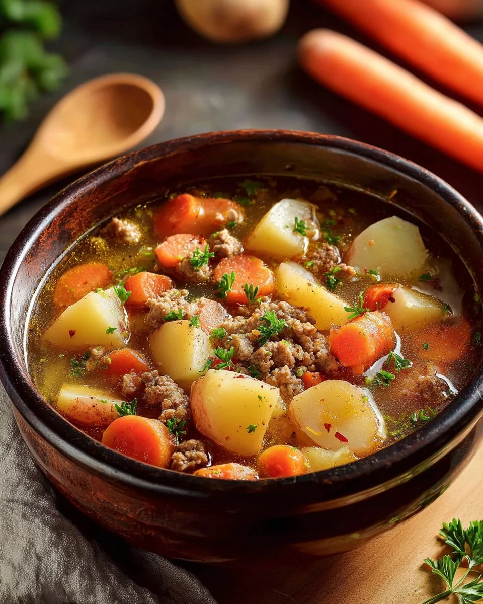Filling Crockpot Ground Turkey Soup