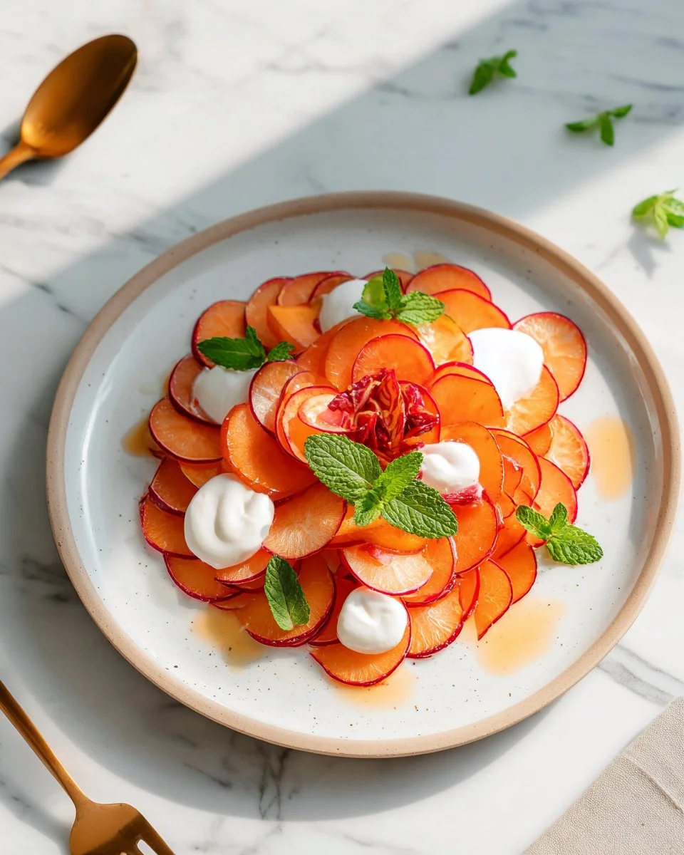 Fruit Carpaccio with Plums and Lemon Ginger Cream