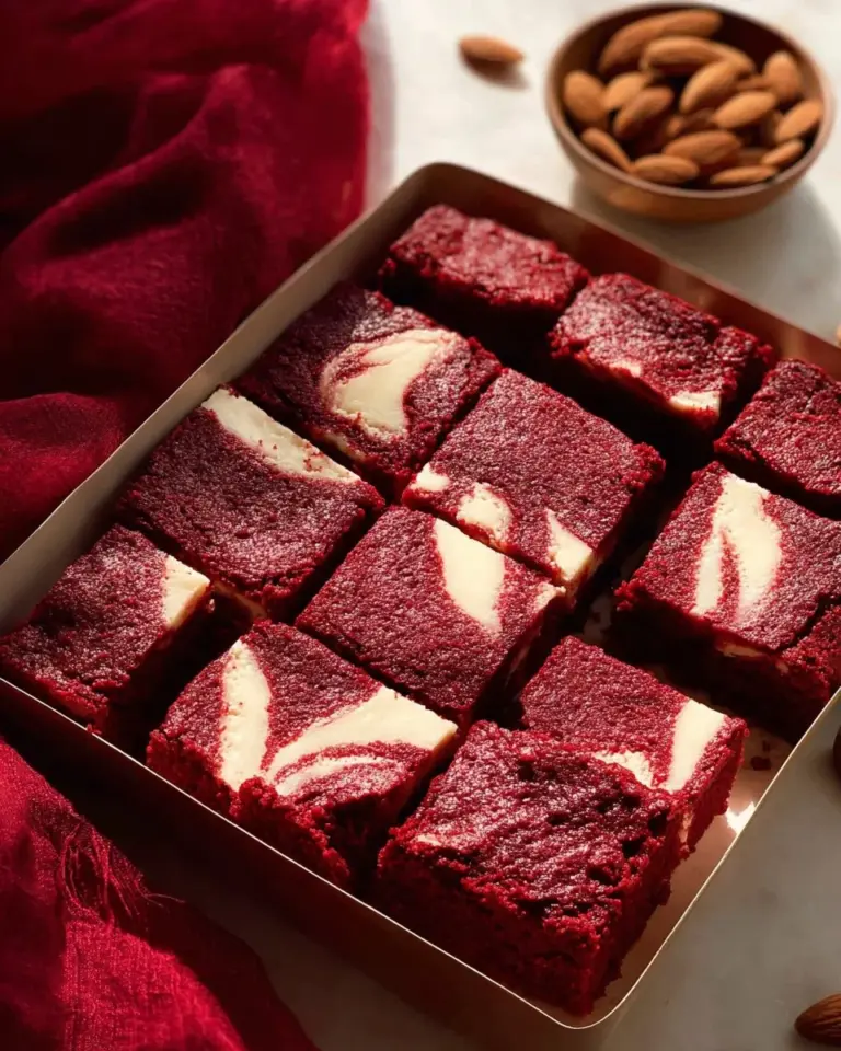 Gluten-free red velvet brownies made with almond flour on a plate