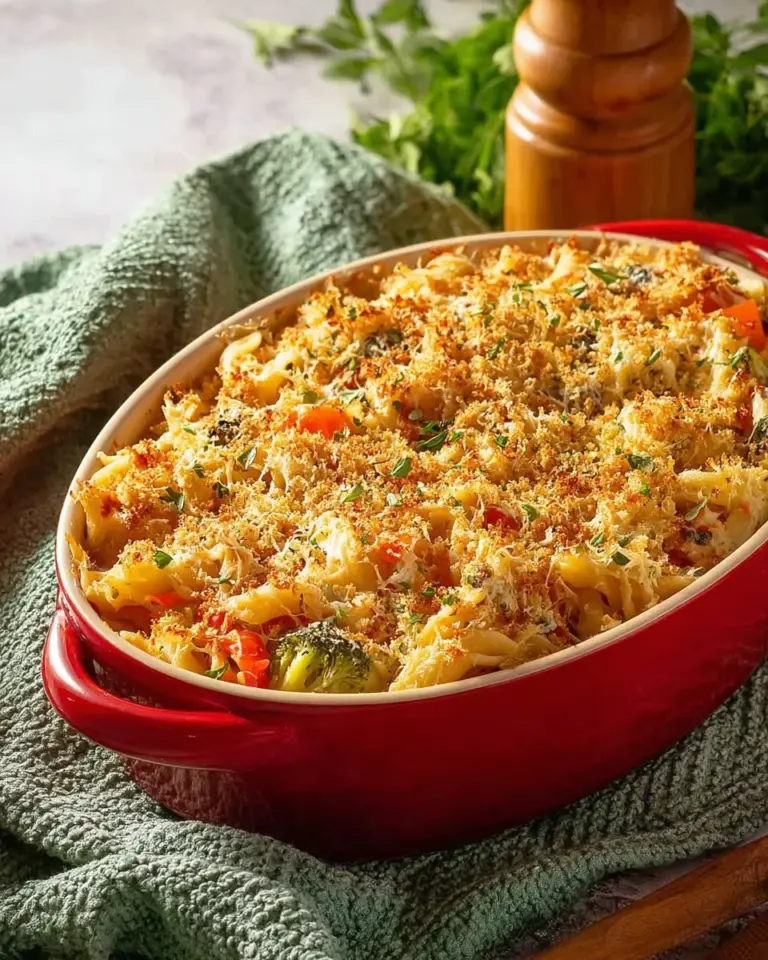 Delicious ground turkey and broccoli casserole baked in a savory sauce.